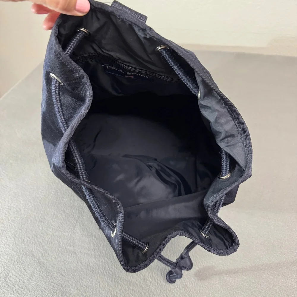 Polo Sport Backpack Large Navy Blue Nylon Vintage Drawstring Bucket Bag